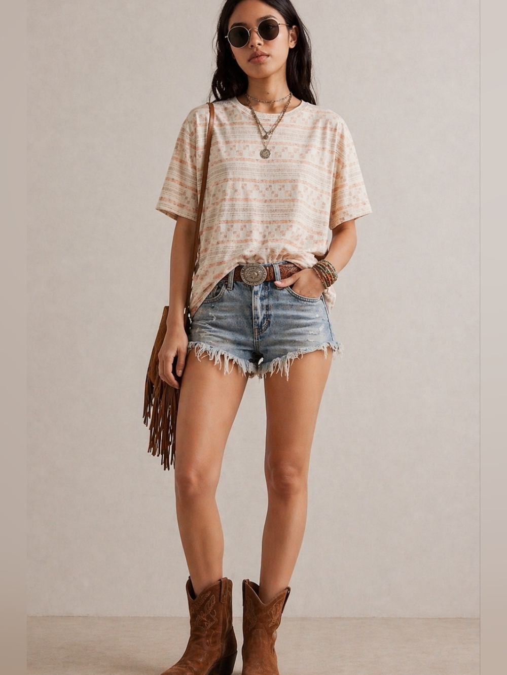Nwt Free People Nina Oversized Tee S Beige Boho Festival Slouchy Tee